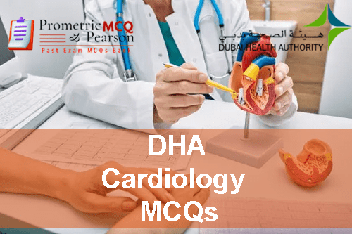 A cardiologist having a heart in his hands advertising DHA Cardiology Prometric Licensing Exam MCQs
