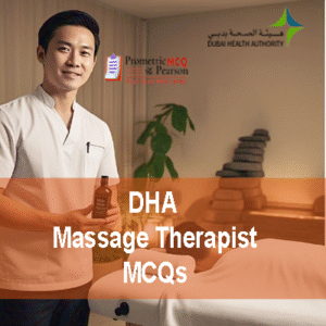 A Massage Therapist in clinic advertising DHA Massage Therapist Prometric Licensing Exam MCQs