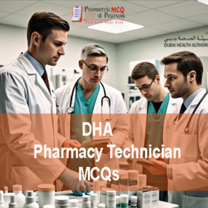 A team of Pharmacy Technicians in Pharmacy clinic advertising DHA Pharmacy Technician Prometric Licensing Exam MCQs