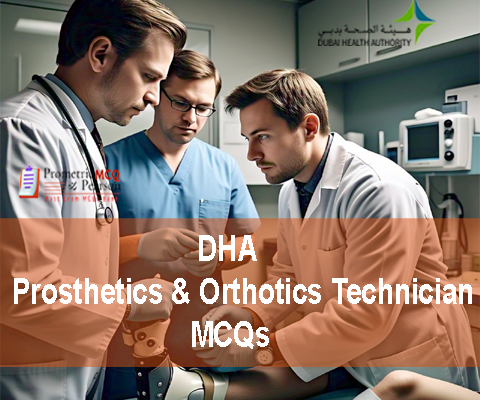 A team of Prosthetics & Orthotics staff examining a patient in clinic and advertising DHA Prosthetics & Orthotics Prometric Licensing Exam Technician