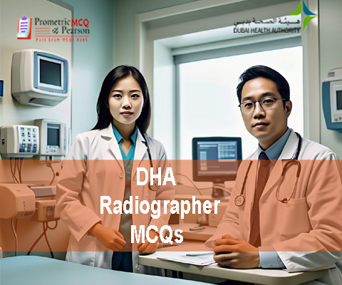 A team of medical staff in clinic advertising DHA Radiographer Prometric Licensing Exam MCQs
