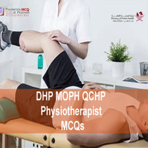 A Physiotherapist examining a patient in clinic and advertising DHP MOPH QCHP Physiotherapist Prometric Licensing Exam MCQs