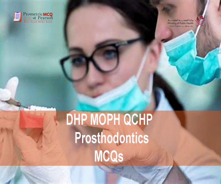 A team of specialist prosthodontist advertising DHP MOPH QCHP Prosthodontics Prometric Licensing Exam MCQs