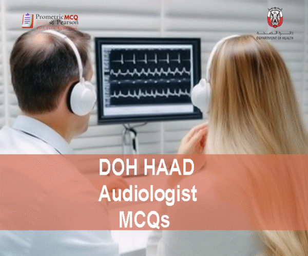An Audiologists team with medical device in clinic showing DOH HAAD Audiologist Pearson Licensing Exam MCQs