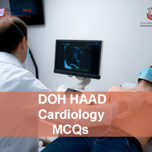 A specialist cardiologist examining a patient & advertising DOH HAAD Cardiology Pearson Licensing Exam MCQs
