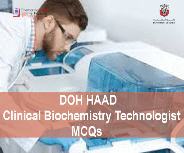 A Clinical Biochemistry Technologist in lab showing DOH HAAD Clinical Biochemistry Technologist Pearson Licensing Exam MCQs