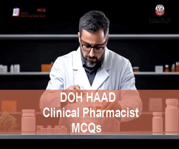 Clinical Pharmacist in clinic showing DOH HAAD Clinical Pharmacist Pearson Licensing Exam MCQs
