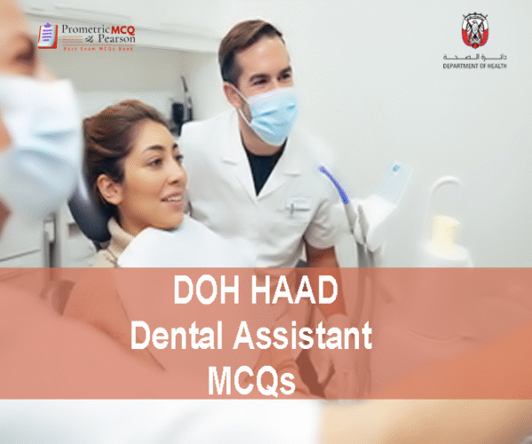 A dental assistant with a patient in clinic showing DOH HAAD Dental Assistant Pearson Licensing Exam MCQs