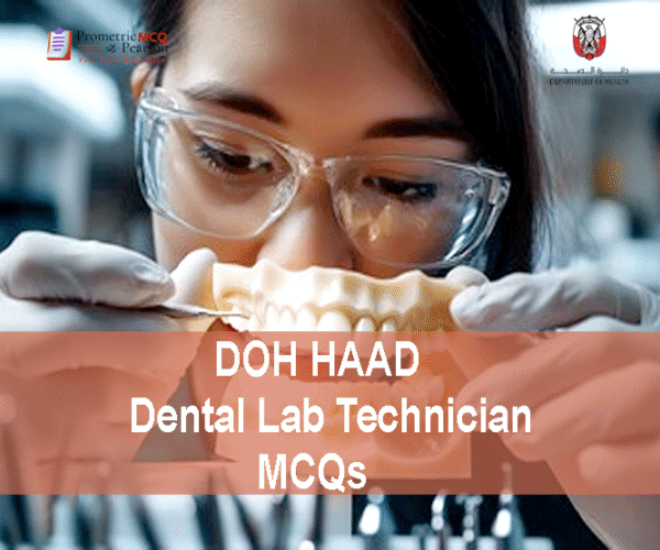 A dental lab technician showing DOH HAAD Dental Lab Technician Pearson Licensing Exam MCQs