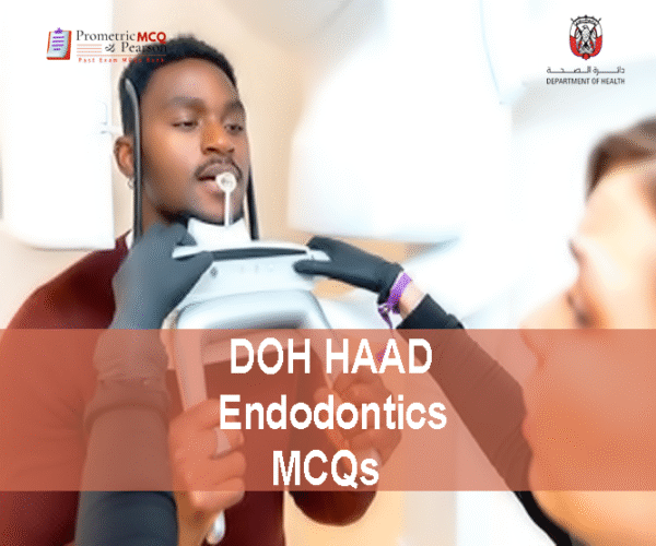 a smiling couple in dentist clinic advertising DOH HAAD Endodontics Pearson Licensing Exam MCQs
