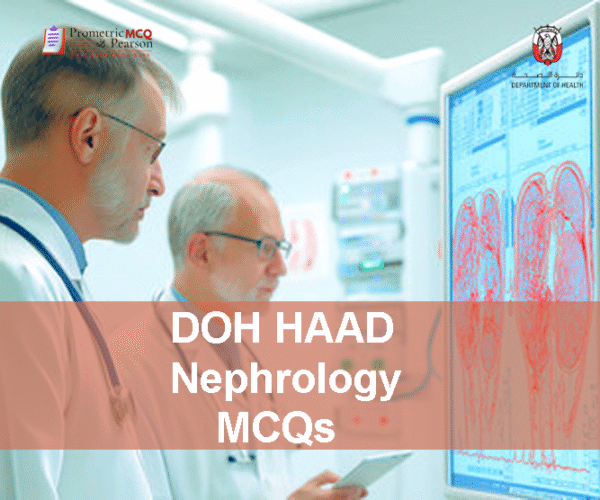 A team of specialist nephrologist doctors in the clinic advertising DOH HAAD Nephrology Pearson Licensing Exam MCQs