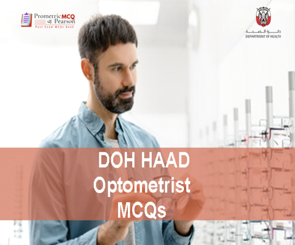 An Optometrist viewing DOH HAAD Optometrist Pearson Licensing Exam MCQs