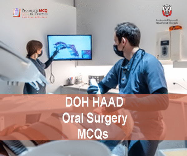 A team of medical staff with a patient advertising DOH HAAD Oral Surgery Pearson Licensing Exam MCQs