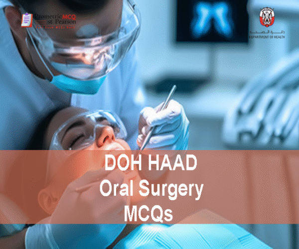 A team of medical staff with a patient advertising DOH HAAD Oral Surgery Pearson Licensing Exam MCQs
