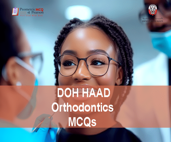 a smiling patient advertising DOH HAAD Orthodontics Pearson Licensing Exam MCQs