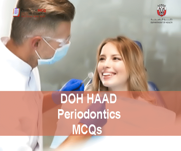 a dentist & a patient advertising DOH HAAD Periodontics Pearson Licensing Exam MCQs