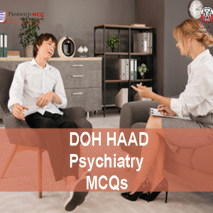 A Psychiatrist with a patient in clinic advertising DOH HAAD Psychiatry Pearson Licensing Exam MCQs