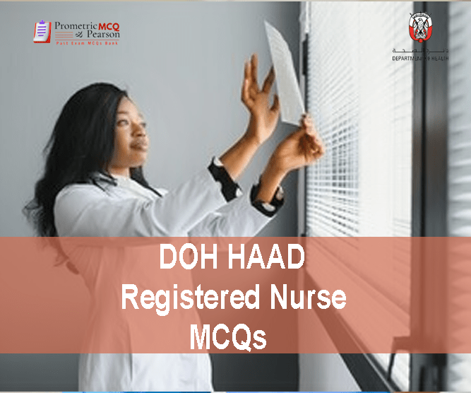 A Registered Nurse advertising DOH HAAD Registered Nurse Pearson Licensing Exam MCQs