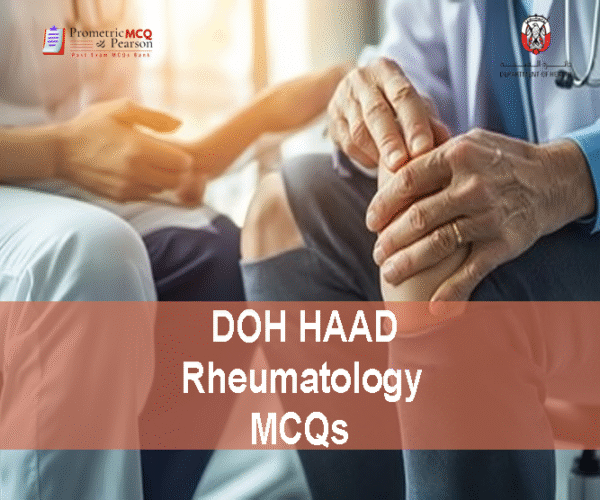 A Specialist Rheumatologist and a patient advertising DOH HAAD Rheumatology Pearson Licensing Exam MCQs