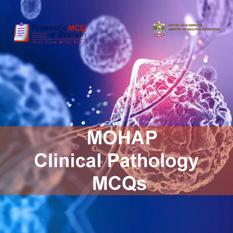 A microscopic examination of blood advertising MOHAP Clinical Pathology Prometric Licensing Exam MCQs