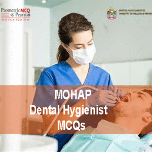 A Dental Hygienist examining and treating a patient in dental clinic and advertising MOHAP Dental Hygienist Prometric Licensing Exam MCQs