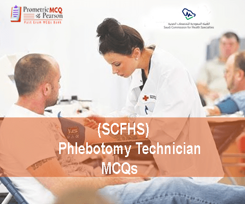 A Phlebotomy Technician examining a patient in clinic and advertising SCFHS Phlebotomy Technician MCQs