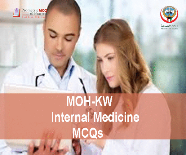 A team of Internal Medicine specialist doctors in clinic working and advertising MOH-KW Internal Medicine Prometric Licensing Exam MCQs