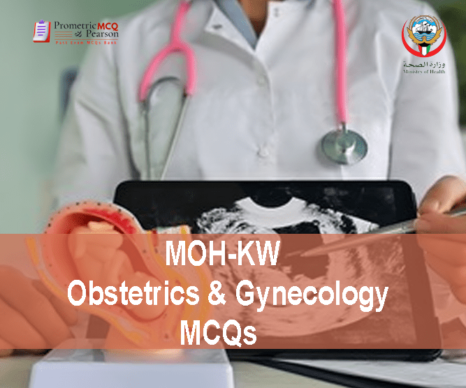 A Specialist Doctor examining a patient in clinic and advertising MOH-KW Obstetrics & Gynecology MCQs