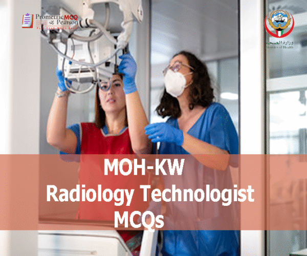 Two Radiology Technologists Examining a patient's x-ray in clinic and advertising MOH-KW Radiology Technologist MCQs