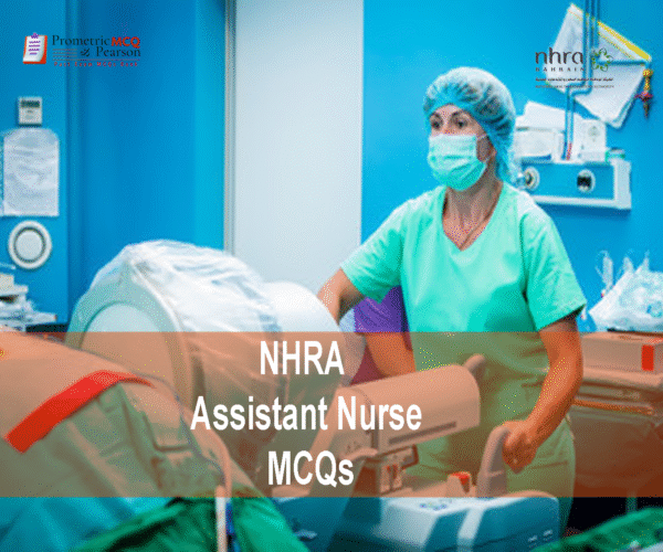An Assistant Nurse with a patient in clinic advertising NHRA Assistant Nurse MCQs