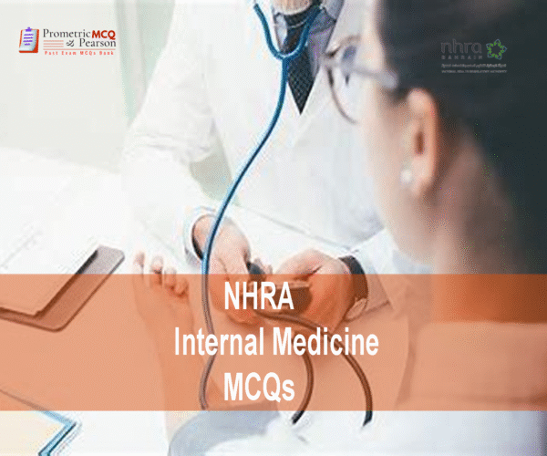 A doctor examining a patient in clinic and advertising NHRA Internal Medicine MCQs