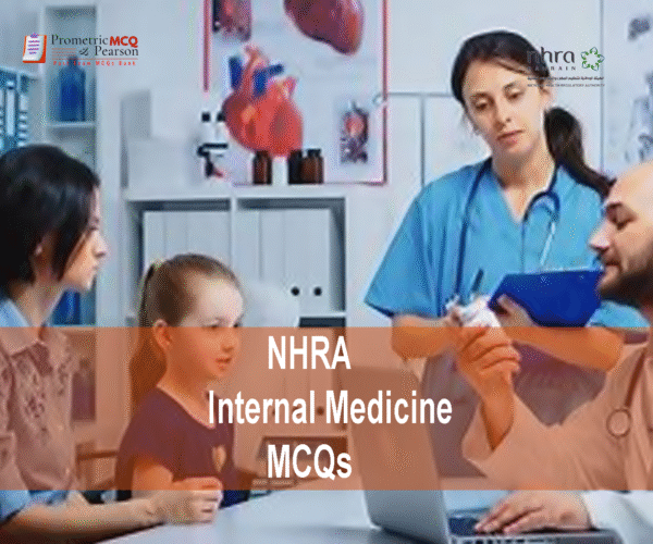 A doctor examining a patient in clinic and advertising NHRA Internal Medicine MCQs