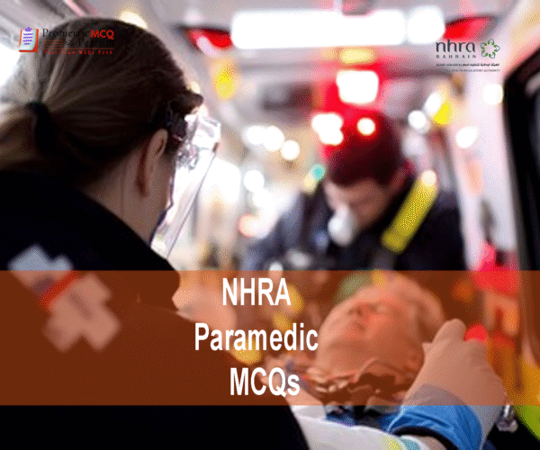 A team of medical Paramedics with a patient advertising NHRA Paramedic MCQs