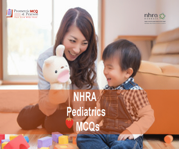 A specialist Pediatric doctor with a baby in clinic advertising NHRA Pediatrics MCQs