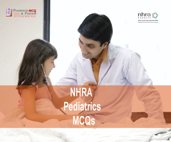 A specialist Pediatric doctor with a baby in clinic advertising NHRA Pediatrics MCQs