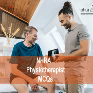 A Physiotherapist examining a patient in clinic and advertising NHRA Physiotherapist MCQs
