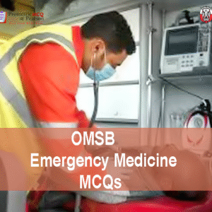 An Emergency Medicine specialist examining a patient in hospital & advertising OMSB Emergency Medicine Pearson Licensing Exam MCQs