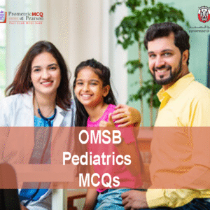 A specialist Pediatric with a baby girl & her father advertising OMSB Pediatrics Pearson Licensing Exam MCQs