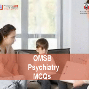 A Psychiatrist Specialist with a baby and mother in the clinic advertising OMSB Psychiatry Pearson Licensing Exam MCQs