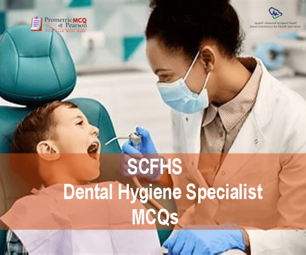 A Dental Hygiene specialist examining a baby patient in dental clinic and advertising SCFHS Dental Hygiene Specialist MCQs