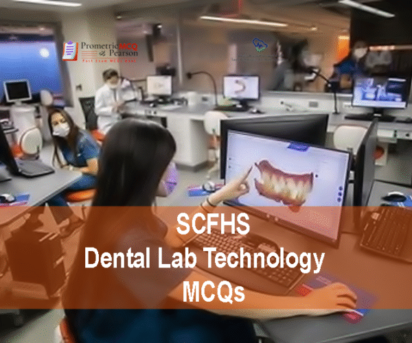 A team of dental lab technologist examining a patient in dental clinic and advertising SCFHS Dental Lab Technology MCQs