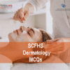 A specialist Dermatologist examining a patient in clinic and advertising SCFHS Dermatology MCQs