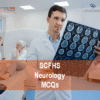 A Neurologist specialist doctor examining a patient's x-ray in clinic and advertising SCFHS Neurology Prometric Licensing Exam MCQs