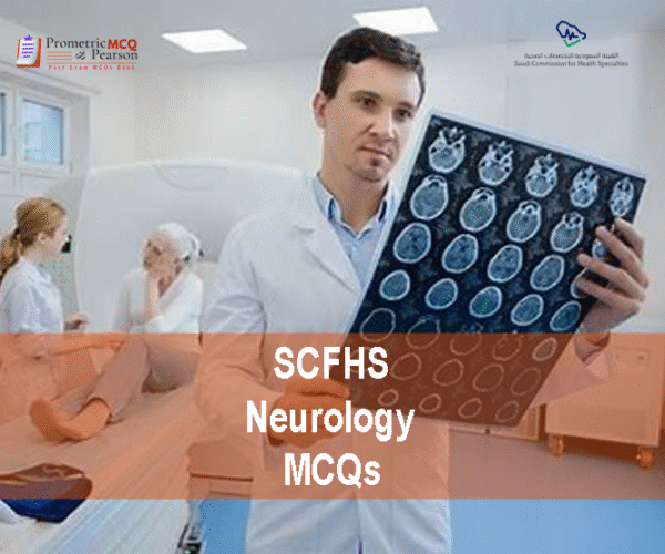 A Neurologist specialist doctor examining a patient's x-ray in clinic and advertising SCFHS Neurology Prometric Licensing Exam MCQs
