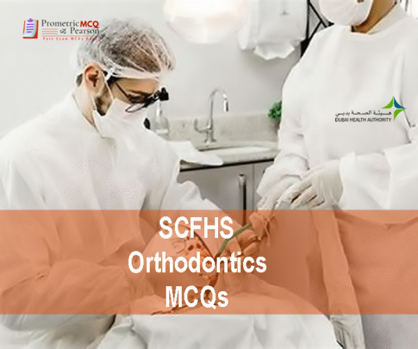An Orthodontist specialist examining a patient in dental clinic and advertising SCFHS Orthodontics MCQs