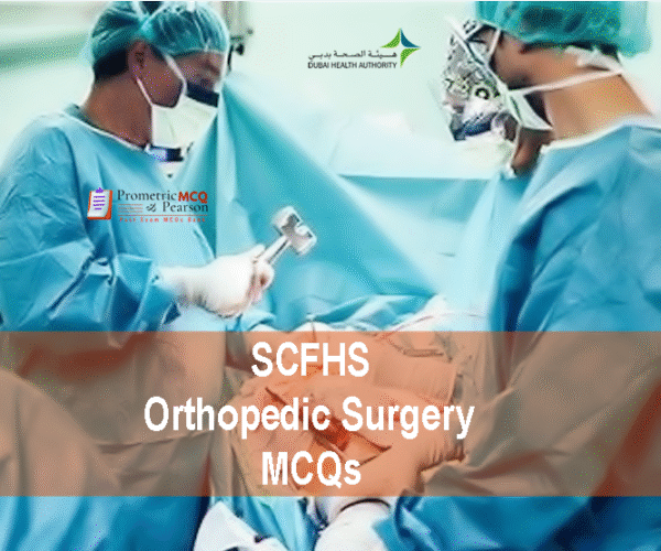 An Orthopedic Surgeon with a team member examining a patient in clinic and advertising SCFHS Orthopedic Surgery MCQs