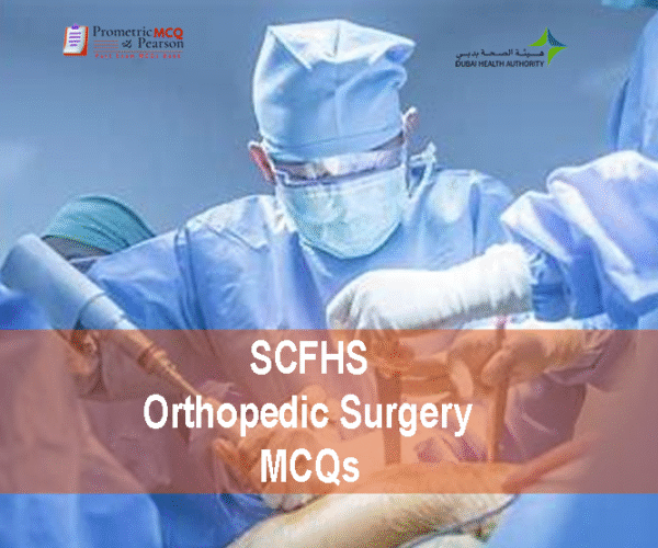 An Orthopedic Surgeon examining a patient in clinic and advertising SCFHS Orthopedic Surgery MCQs
