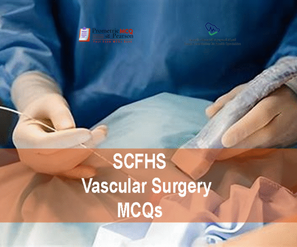A Vascular Surgeon examining a patient in clinic and advertising SCFHS Vascular Surgery MCQs