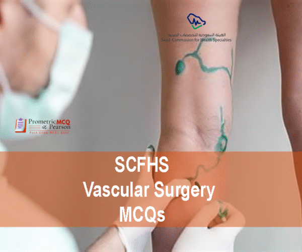 A Vascular Surgeon examining a patient in clinic and advertising SCFHS Vascular Surgery MCQs