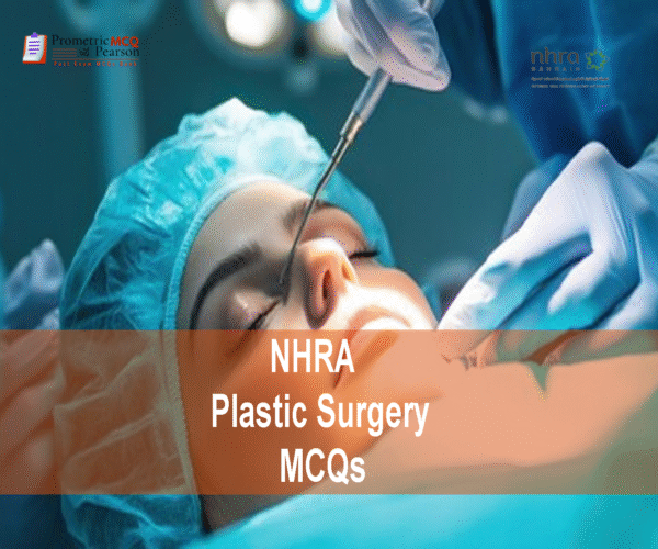 A medical professional examining a patient in clinic and advertising NHRA Plastic Surgery MCQs